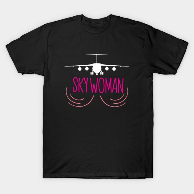 Sky Women Funny Flight Attendants Flying Aviation T-Shirt by patroart